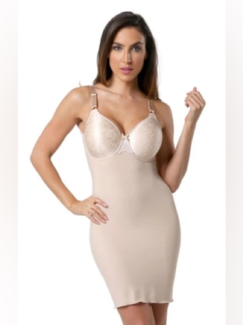 Shapeez THE TANKEE BACK SMOOTHING BRA & BODY SHAPING SLIP Beige size Medium C